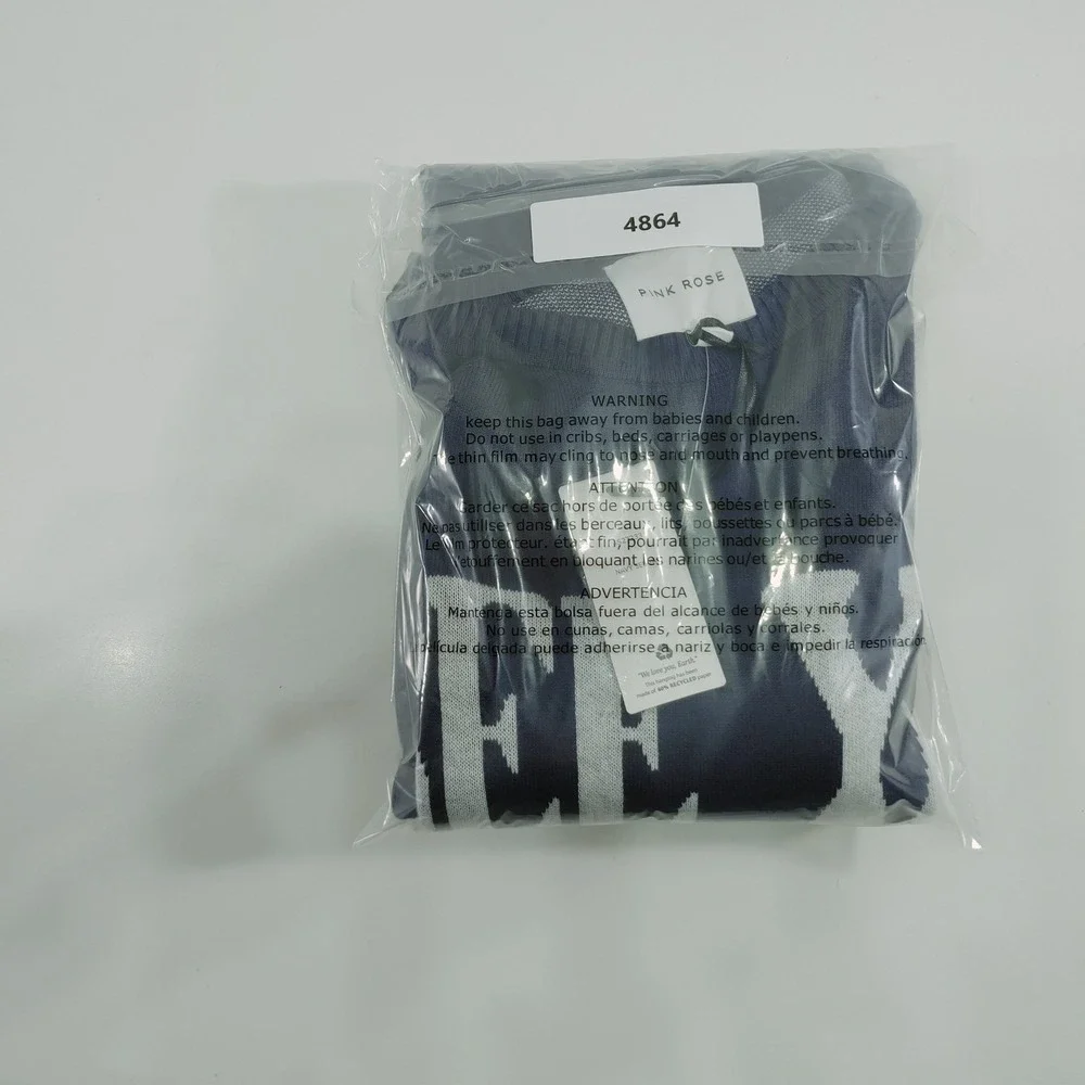 Pink Rose Navy Blue SEE YA Graphic Crewneck Sweater‎ Womens Size S